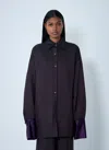 Dries Van Noten Cartan Oversize Padded Stripe Button-up Shirt With Detachable Cuffs In Burgundy