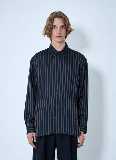 Dries Van Noten Striped Button-down Shirt In Blue