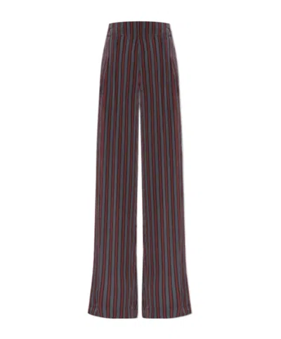 Dries Van Noten Striped Casual Pants In Purple