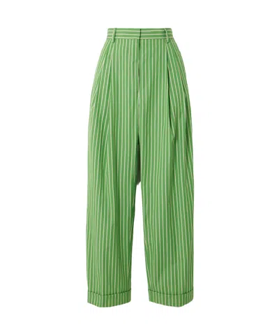 Dries Van Noten Striped Casual Pants In Green