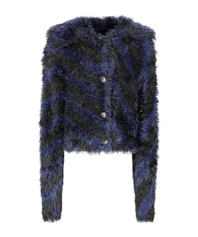 Dries Van Noten Striped Coat In Blue