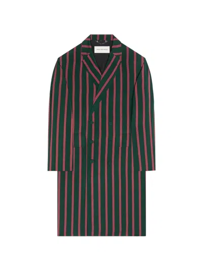 Dries Van Noten Striped Coat In Green