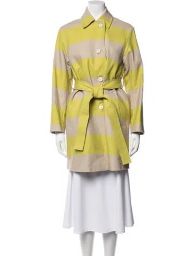 Pre-owned Dries Van Noten Striped Coat In Green
