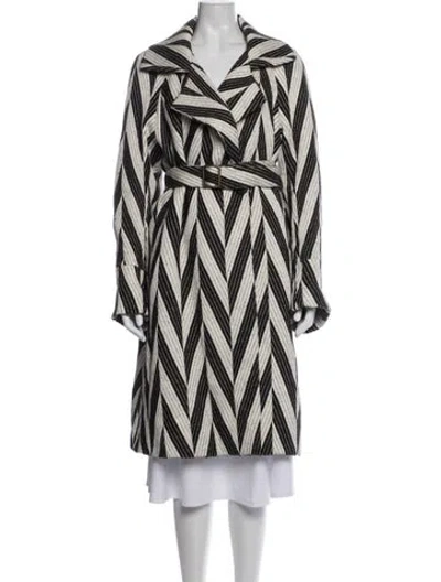Pre-owned Dries Van Noten Striped Coat In Grey
