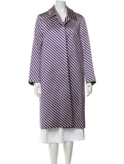 Pre-owned Dries Van Noten Striped Coat In Purple