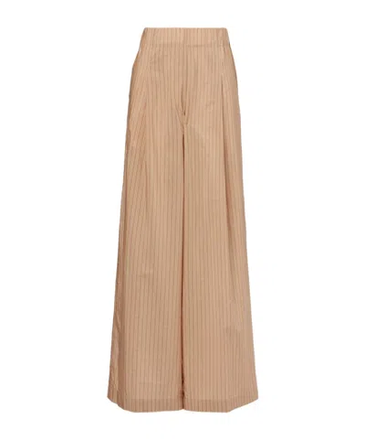 Dries Van Noten Striped Cotton-blend Palazzo Pants In Brown