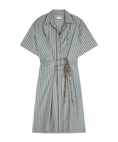 DRIES VAN NOTEN STRIPED COTTON DRESS
