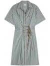 Dries Van Noten Striped Cotton Dress In Green