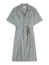 Dries Van Noten Striped Cotton Dress In Green
