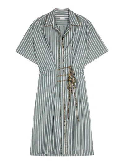 DRIES VAN NOTEN STRIPED COTTON DRESS