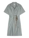 Dries Van Noten Striped Cotton Dress In Green