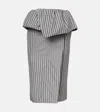 Dries Van Noten Striped Cotton Poplin Midi Skirt In White