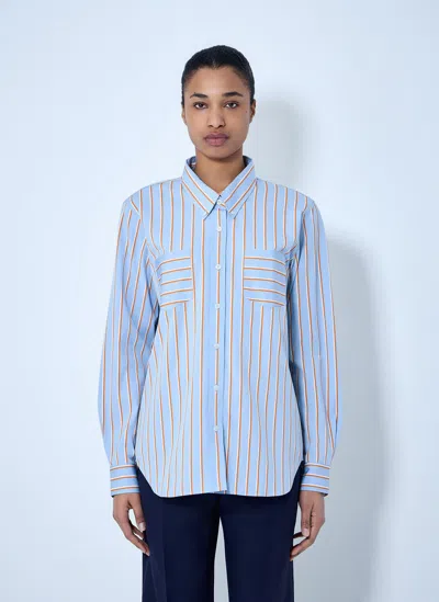 Dries Van Noten Striped Cotton Poplin Shirt In Blue