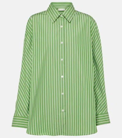 Dries Van Noten Striped Cotton Poplin Shirt In Green