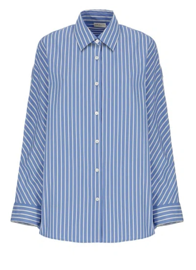Dries Van Noten Striped Cotton Shirt In Blue