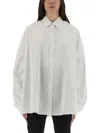 Dries Van Noten White Checked Popeline Turtleneck Shirt In White