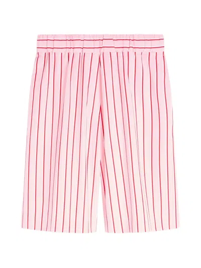 Dries Van Noten Striped Cotton Shorts In Pink