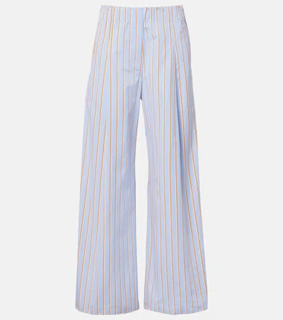 Dries Van Noten Striped Cotton Wide-leg Pants In Blue