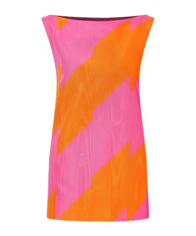 Dries Van Noten Striped Cotton-blend Duchesse-satin Mini Dress In Orange