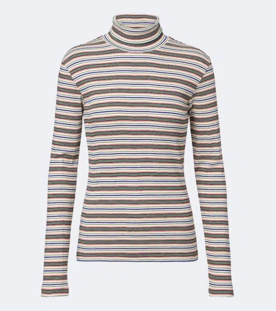 Dries Van Noten Striped Cotton-blend Turtleneck Sweater In Multi