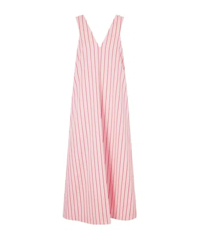 Dries Van Noten Striped Cotton-poplin Maxi Dress In Pink