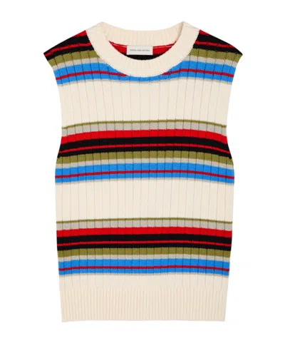 Dries Van Noten Striped Cotton-wool Blend Knitted Vest In Multi