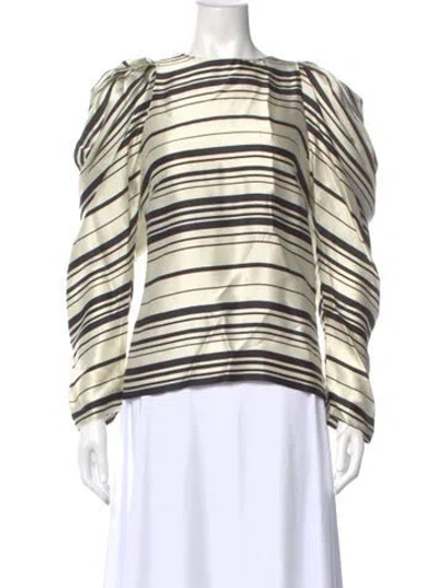 Pre-owned Dries Van Noten Striped Crew Neck Blouse In Black