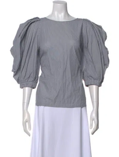 Pre-owned Dries Van Noten Striped Crew Neck Blouse In Blue