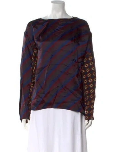 Pre-owned Dries Van Noten Striped Crew Neck Blouse In Blue