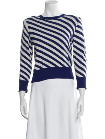 Pre-owned Dries Van Noten Striped Crew Neck Sweater In Blue