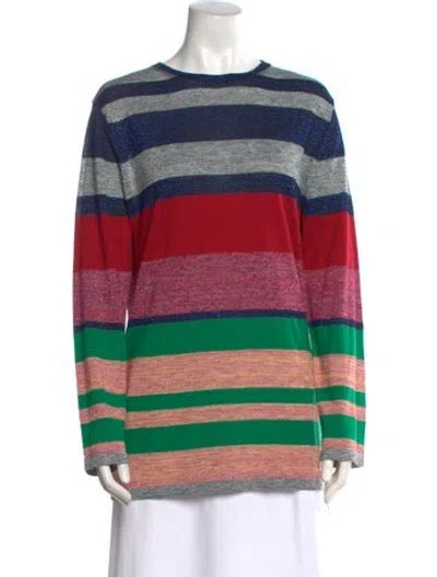 Pre-owned Dries Van Noten Striped Crew Neck Sweater In Gray