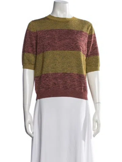Pre-owned Dries Van Noten Striped Crew Neck Sweater In Yellow