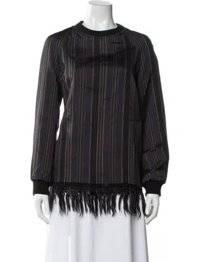 Pre-owned Dries Van Noten Striped Crew Neck Sweatshirt In Black
