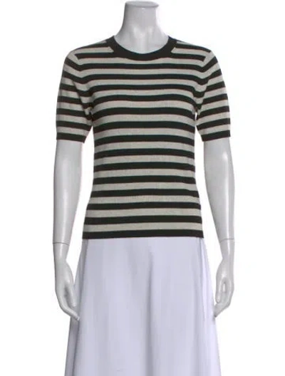 Pre-owned Dries Van Noten Striped Crew Neck Top In Black