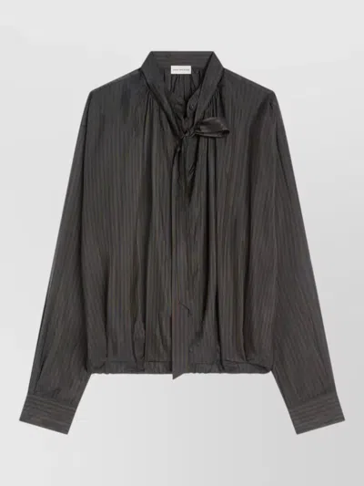 Dries Van Noten Cupro Blouse With Drawstring In Brown