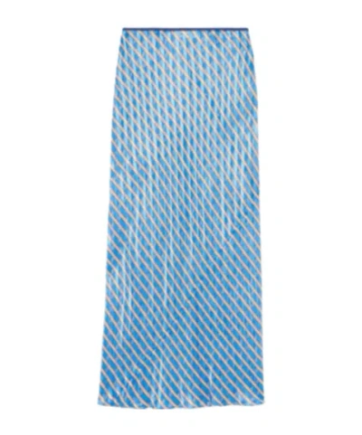 Dries Van Noten Striped Cutout Midi Skirt In Blue