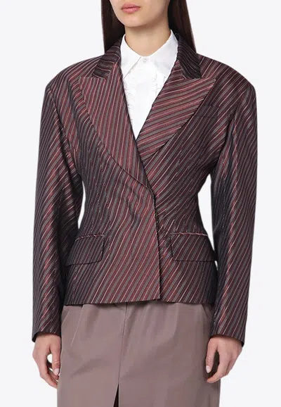 DRIES VAN NOTEN STRIPED DOUBLE-BREASTED BLAZER