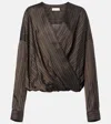 Dries Van Noten Striped Draped Wrap Top In Brown