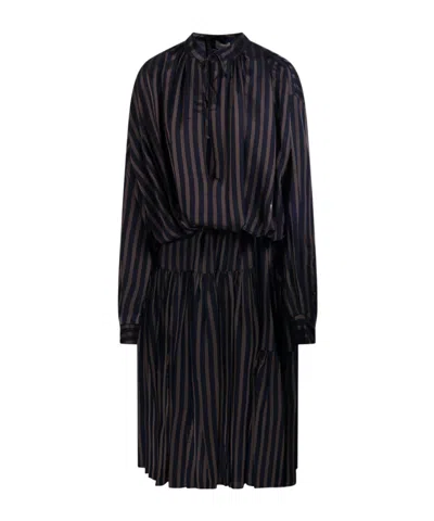 Dries Van Noten Striped Dress In Black