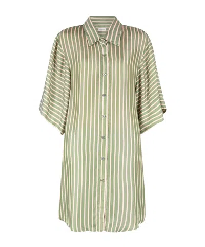 Dries Van Noten Striped Dress In Brown