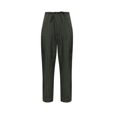 Pre-owned Dries Van Noten Striped Fluid Pants 'dark Green' | Men's Size 48