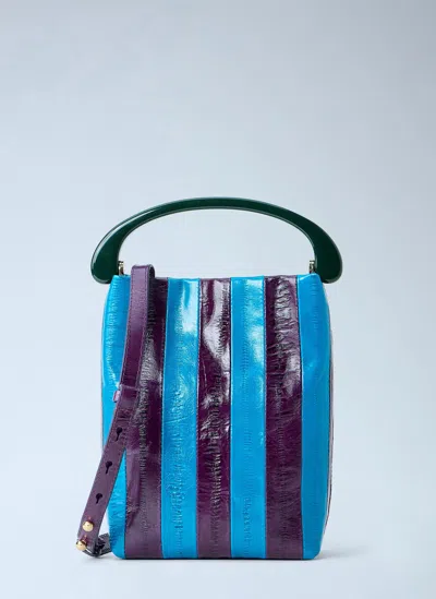 Dries Van Noten Striped Handle Handbag In Blue