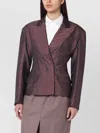 Dries Van Noten Striped Double-breasted Blazer In Purple