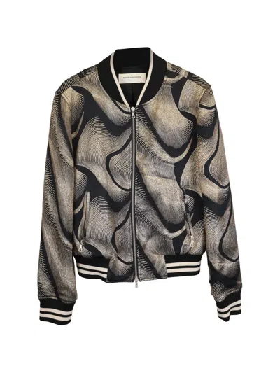 Pre-owned Dries Van Noten Striped-jacquard Bomber Jacket In Black