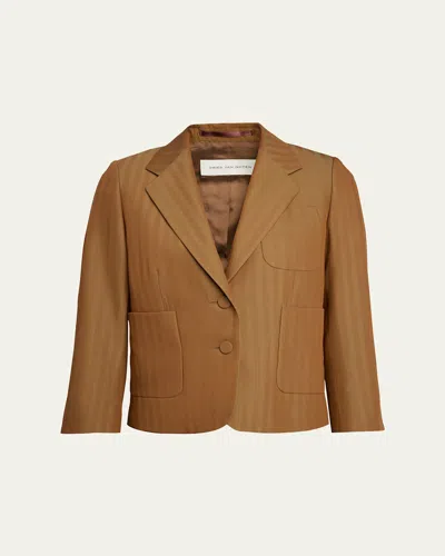 Dries Van Noten Striped Jacquard Single-breasted Jacket In Brown