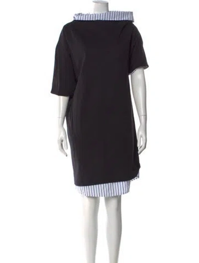 Pre-owned Dries Van Noten Striped Knee-length Dress In Black