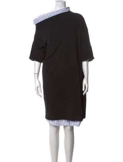Pre-owned Dries Van Noten Striped Knee-length Dress In Black