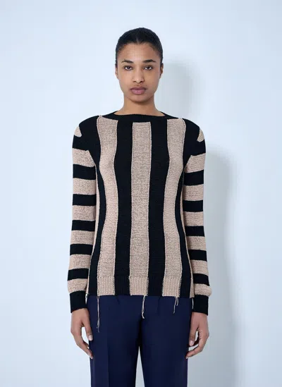 Dries Van Noten Striped Knit Sweater In Black