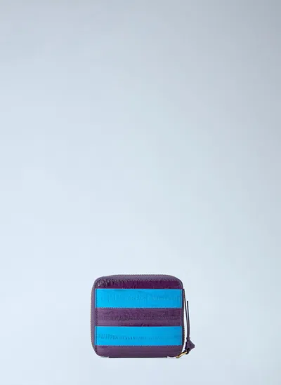 Dries Van Noten Striped Leather Wallet In Blue