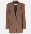 Dries Van Noten Striped Linen-blend Blazer In Camel